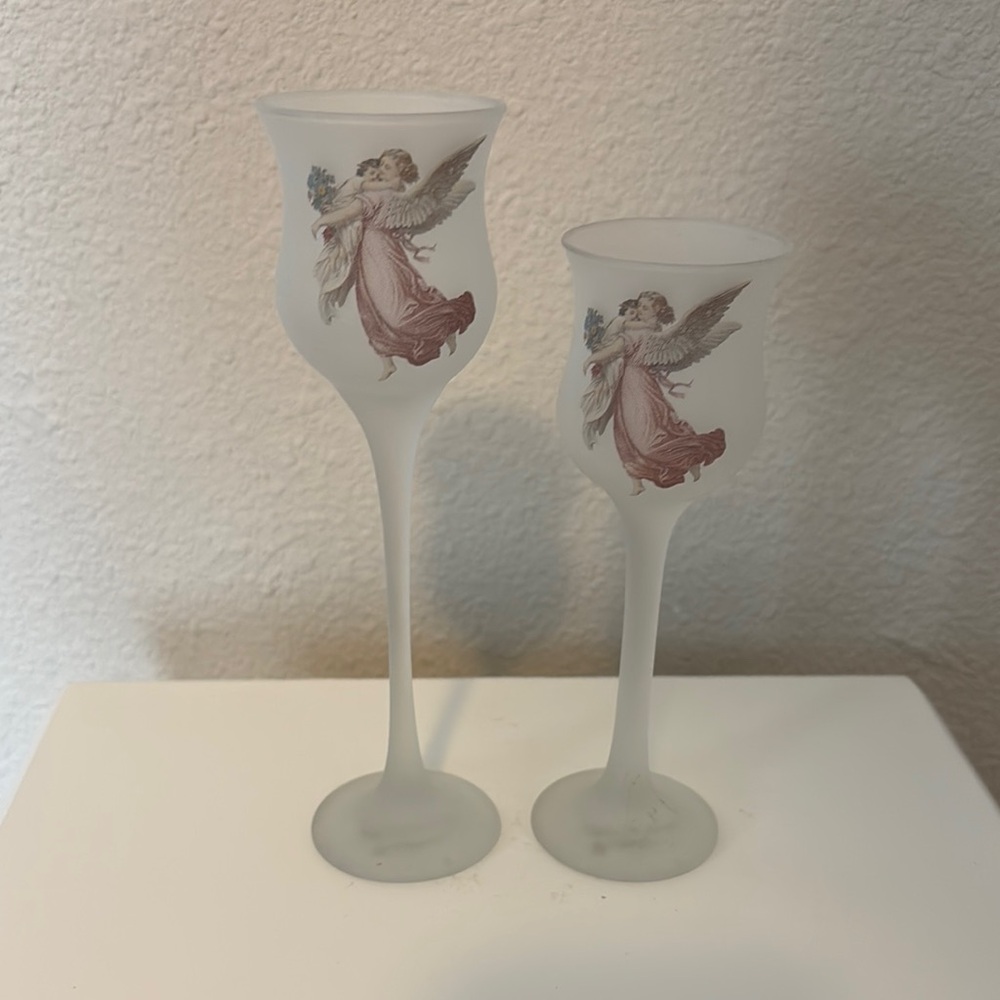 Frosted Angel Candle Holders